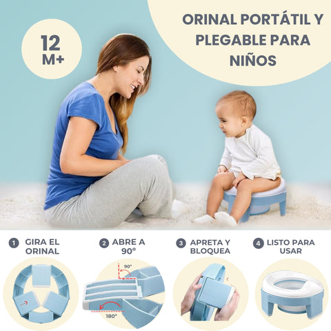 Orinal Portátil Niños Plegable Azul