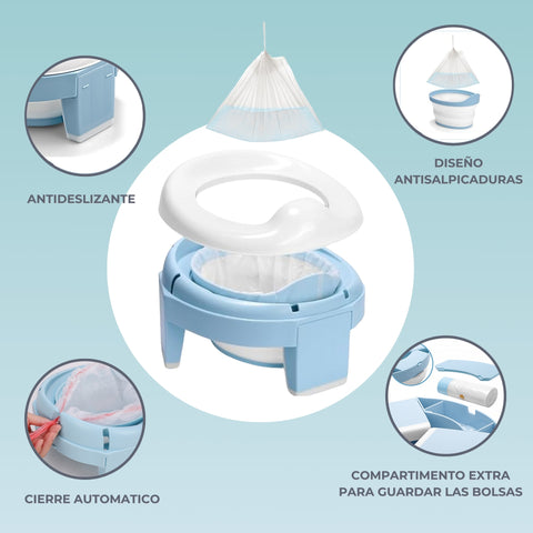 Orinal Portátil Niños Plegable Azul