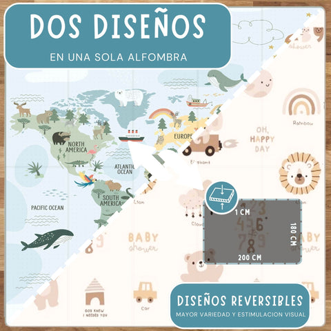 Alfombra plegable infantil mapa mundi XL