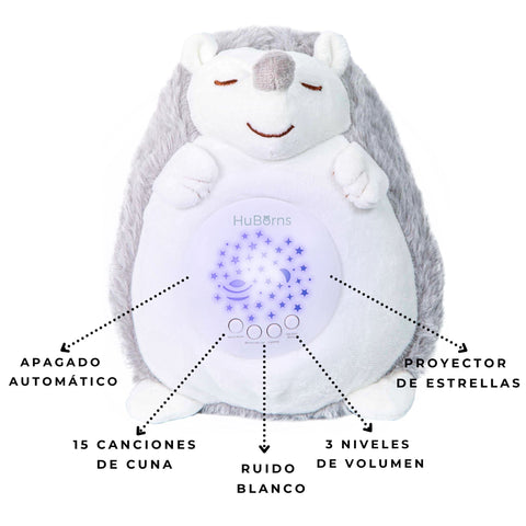 Erizo de peluche con ruido blanco