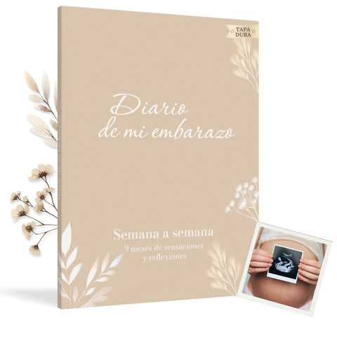 Diario embarazo floral beige