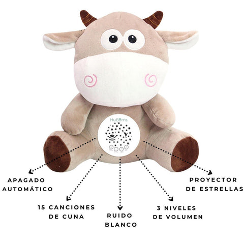 Vaca de peluche con ruido blanco