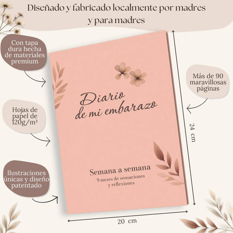 Diario embarazo floral rosa