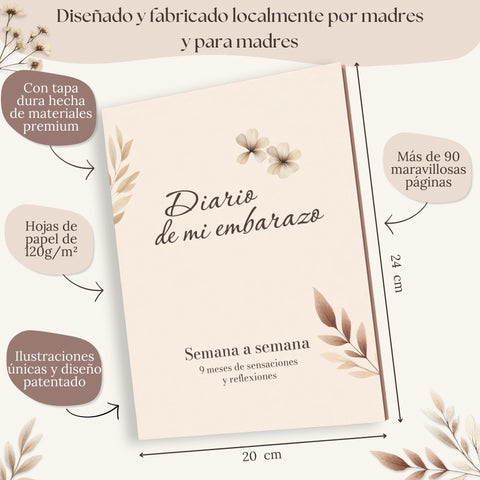 Diario embarazo floral nude