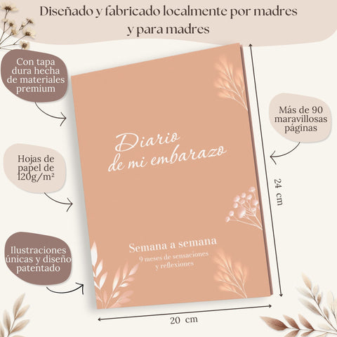 Diario embarazo floral salmón