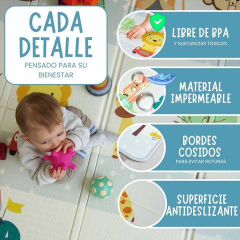 Alfombra plegable para bebés 200cm - Animales