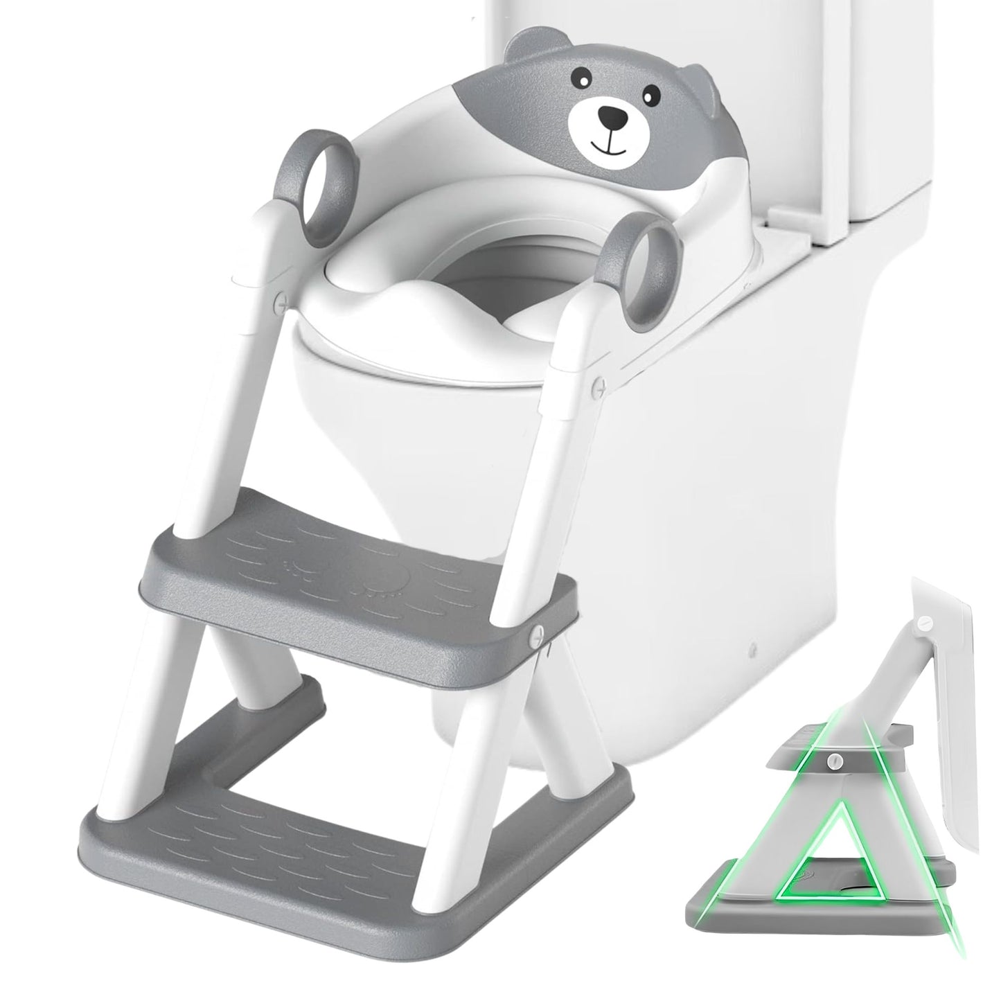 Adaptador WC para niños con escalera. Verde