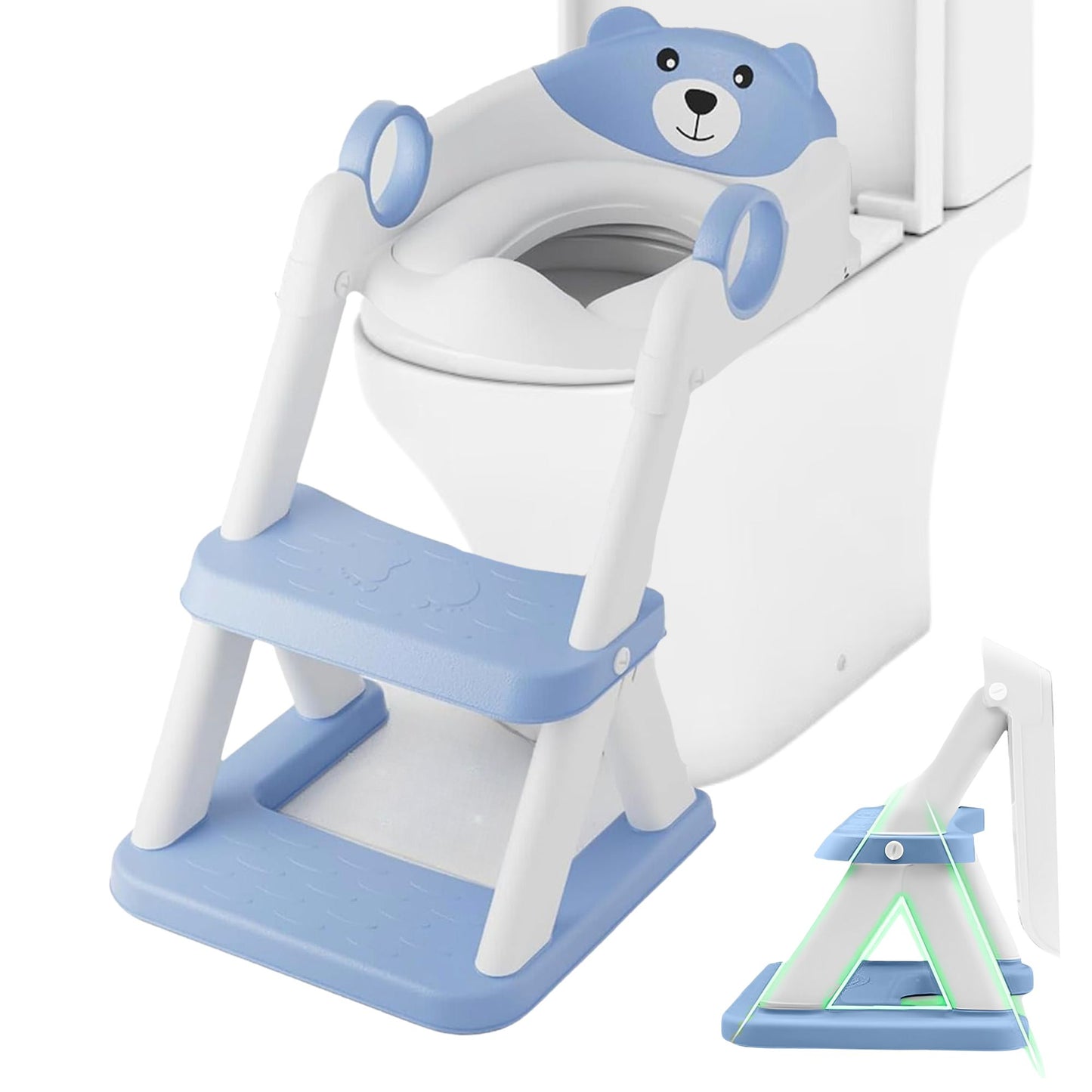 Adaptador WC para niños con escalera. Azul