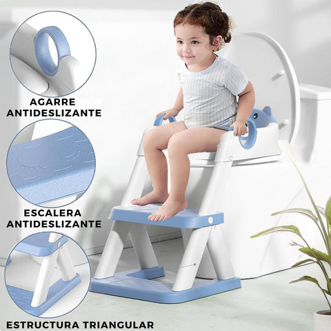 Adaptador WC con escalera. Azul