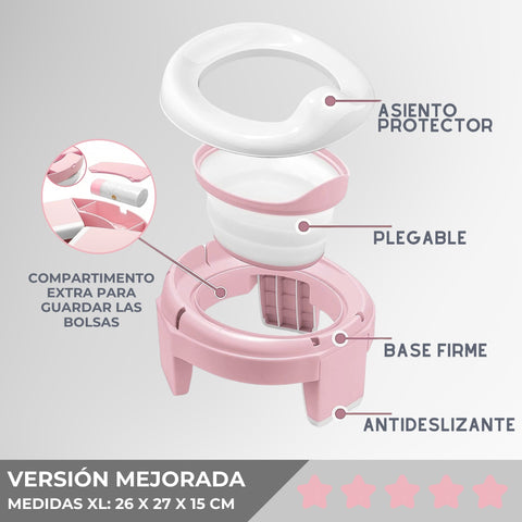 Orinal Portátil Niños Plegable Rosa