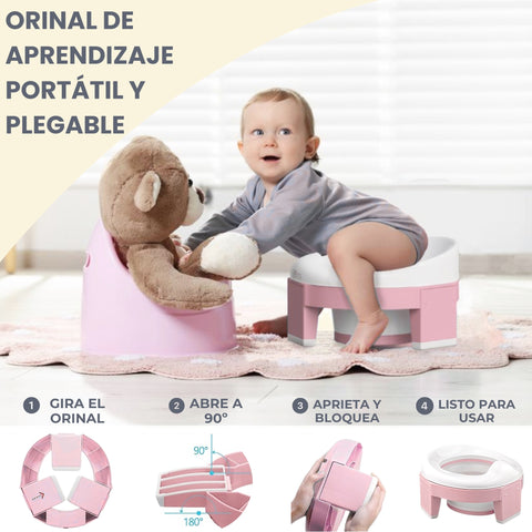 Orinal Portátil Niños Plegable Rosa