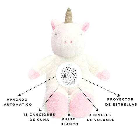 Unicornio de peluche con ruido blanco