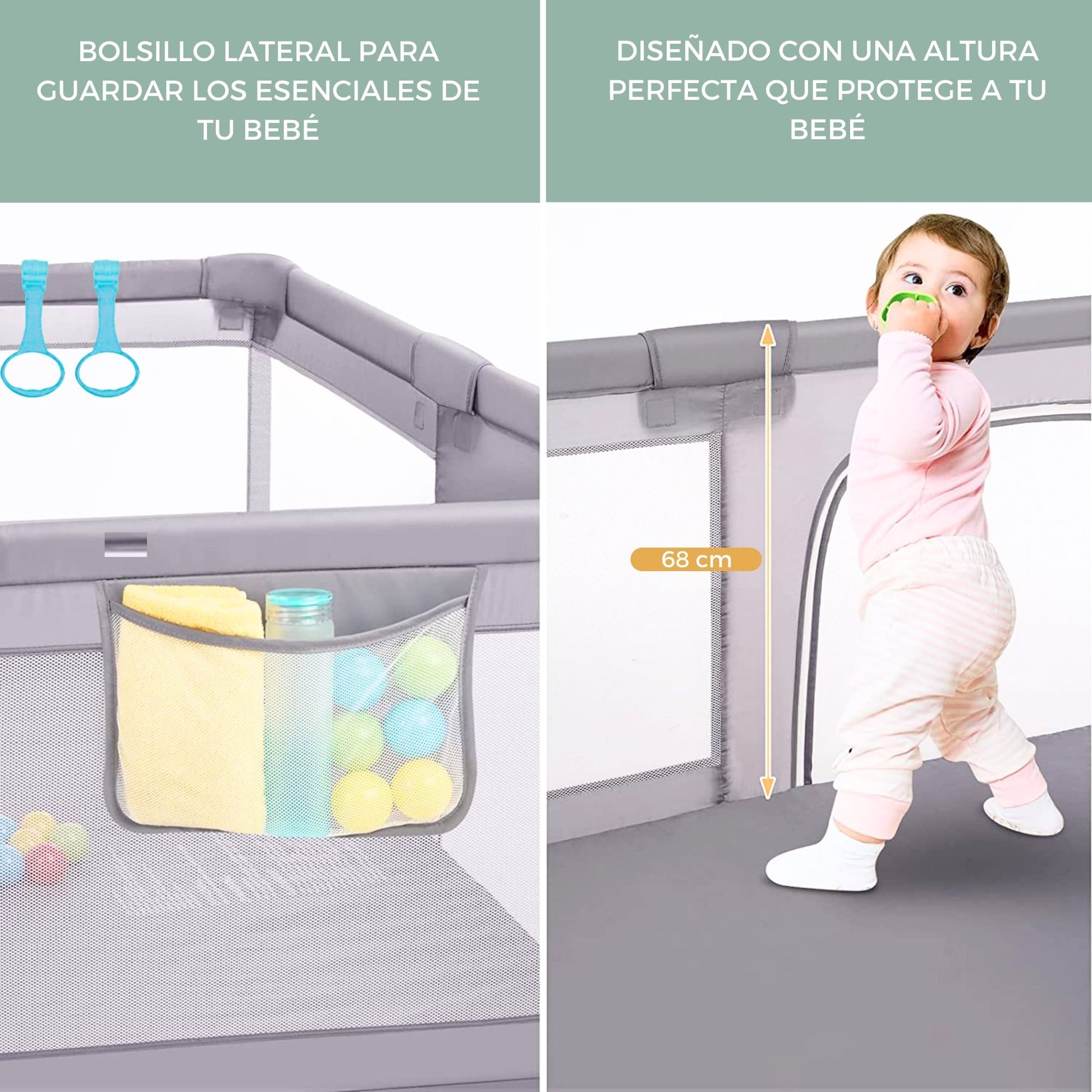 HOMCOM Parque Infantil Bebé Plegable con 8 Paneles Puerta para Niños de +6  Meses 156x156x63 cm