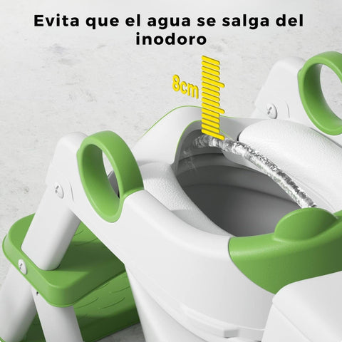 Adaptador WC para niños con escalera. Verde