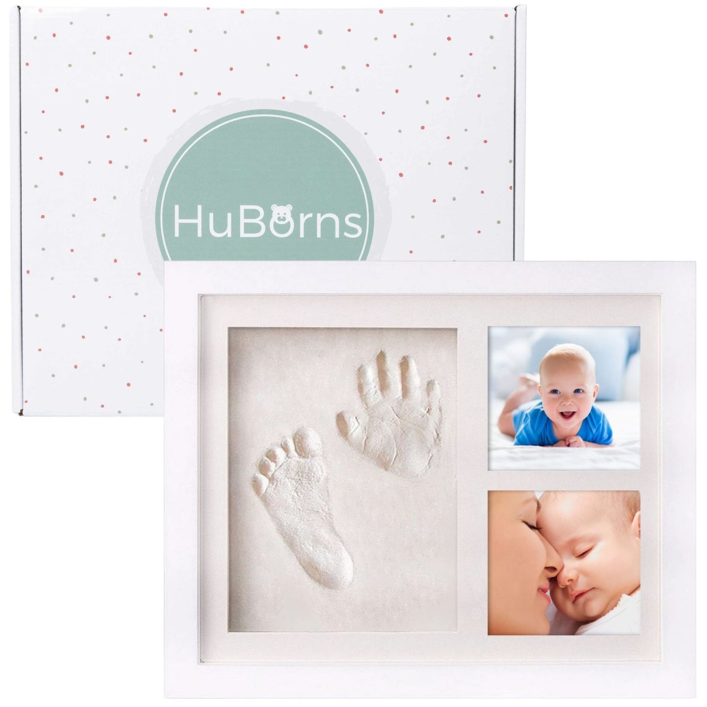 JZK Precioso kit marco huella manos y pies bebé recuerdo fotográfico huellas  bebé no tóxico seguro arcilla premium y…