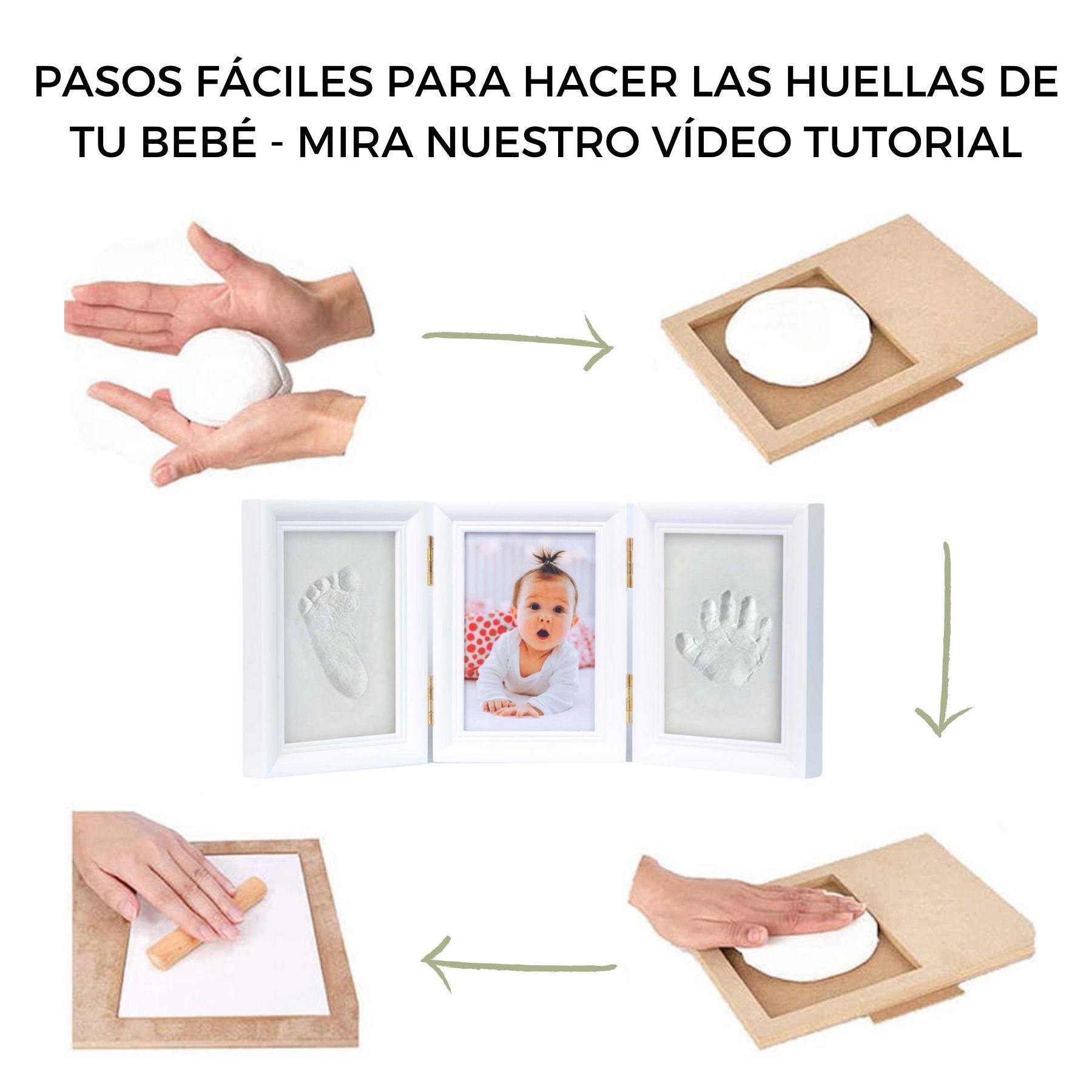 Kit de marco de fotos de huellas y huellas de manos de bebé recién nacido  recuerdo de bebé